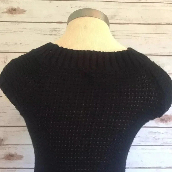 J J BASICS Women Cap Sleeve Above the Knee Black Knit Sweater Dress Size Small - Picture 3 of 10
